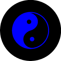 Yin Yang Tire Cover Blue Logo on Black Vinyl