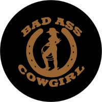 Bad Ass Cowgirl Tire Cover on Black Vinyl