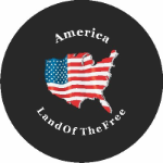 America Land of the Free Tire Cover on Black Vinyl