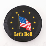 American Flag Lets Roll Tire Cover on Black Vinyl