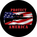 Protect America Tire Cover on Black Vinyl