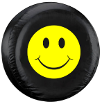 Happy Face Yellow Tire Cover on Black Vinyl
