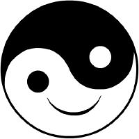 Smiling Yin Yang Tire Cover White Logo on Black Vinyl