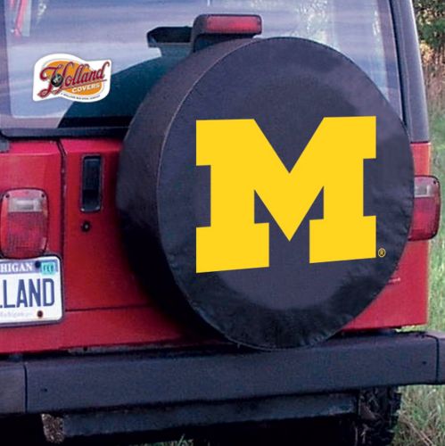 Michigan Tech University Tire Cover with Huskies Logo on Black Vinyl 